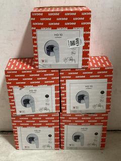 Lot 1398  
            Chesterfield SR45 - Parcel Delivery Only 

                
5 X DUCATI HD10 WALL-MOUNTED BASIN MIXER TAP (LOCATION: G2)