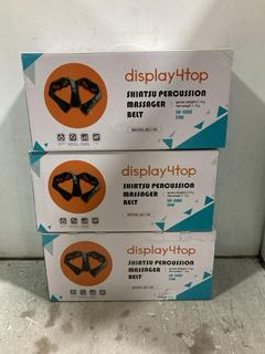 Lot 1454  
            Chesterfield SR45 - Parcel Delivery Only 

                
3 X DISPLAY4TOP SHIATSU PERCUSSION MASSAGER BELT TOTAL ORIGINAL RRP-£150 (LOCATIO...