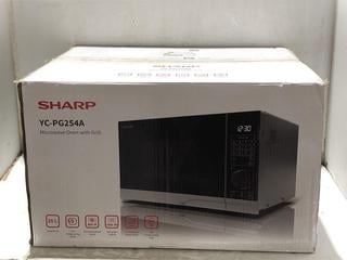 Lot 145  
            Chesterfield SR45 - Parcel Delivery Only 

                
SHARP YC-PG254A MICROWAVE OVEN WITH GRILL ORIGINAL RRP-£140 (LOCATION: L9)