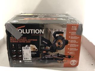Lot 159  
            Chesterfield SR45 - Parcel Delivery Only 

                
EVOLUTION MULTI-MATERIAL CUTTING SLIDING MITRE SAW ORIGINAL RRP-£120 (LOCATION: L9)