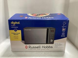 Lot 1679  
            Chesterfield SR45 - Parcel Delivery Only 

                
RUSSELL HOBBS DIGITAL 20 LITRE MICROWAVE (LOCATION: G8)