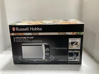 Lot 1684  
            Chesterfield SR45 - Parcel Delivery Only 

                
RUSSELL HOBBS COLOURS PLUS+ CLASSIC BLACK COMPACT MICROWAVE (LOCATION: G8)