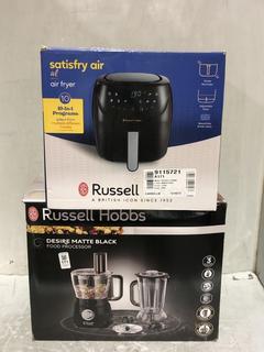 Lot 171  
            Chesterfield SR45 - Parcel Delivery Only 

                
RUSSELL HOBBS DESIRE MATTE BLACK FOOD PROCESSOR + RUSSELL HOBBS SATISFRY AIR 4L A...