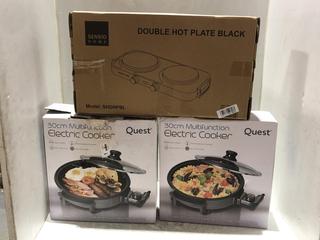 Lot 199  
            Chesterfield SR45 - Parcel Delivery Only 

                
3 X ASSORTED KITCHEN APPLIANCES TO INCLUDE QUEST ELECTRIC COOKER (LOCATION: L12)