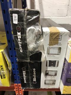 Lot 207  
            Chesterfield SR45 - Parcel Delivery Only 

                
3 X ASSORTED HOUSEHOLD HEATING APPLIANCES TO INCLUDE BLACK+DECKER 2.2KW PORTABLE ...