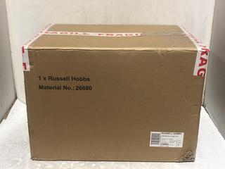 Lot 232  
            Chesterfield SR45 - Parcel Delivery Only 

                
RUSSELL HOBBS EXPRESS AIRFRY MINI OVEN ORIGINAL RRP-£100 (LOCATION: L13)