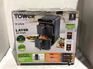 Lot 238  
            Chesterfield SR45 - Parcel Delivery Only 

                
TOWER 11 LITRE DUAL LAYER AIRFRYER ORIGINAL RRP-£130 (LOCATION: L14)