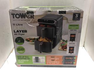 Lot 269  
            Chesterfield SR45 - Parcel Delivery Only 

                
TOWER VORTX VIZION 11L DUAL AIRFYER OVEN ORIGINAL RRP-£130 (LOCATION: L15