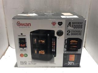 Lot 282  
            Chesterfield SR45 - Parcel Delivery Only 

                
SWAN DUO LAYER 11L AIR FRYER ORIGINAL RRP-£100 (LOCATION: L15)