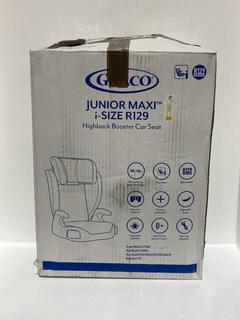 Lot 322  
            Chesterfield SR45 - Parcel Delivery Only 

                
GRACO JUNIOR MAXI I-SIZE R129 HIGHBACK BOOSTER CAR SEAT (LOCATION: K2)