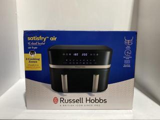 Lot 323  
            Chesterfield SR45 - Parcel Delivery Only 

                
RUSSELL HOBBS SATISFRY AIR 9 LITRE DUAL BASKET AIR FRYER (LOCATION: K2)