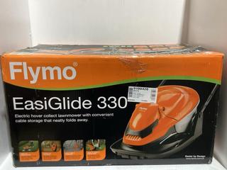 Lot 328  
            Chesterfield SR45 - Parcel Delivery Only 

                
FLYMO EASISTORE 330 ELECTRIC HOVER COLLECT LAWNMOWER ORIGINAL RRP-£115 (LOCATION:...