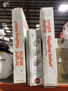 Lot 372  
            Chesterfield SR45 - Parcel Delivery Only 

                
3 X ASSORTED BABY ITEMS TO INCLUDE BRIGHT STARTS GIGGLING SAFARI WALKER (LOCATION...