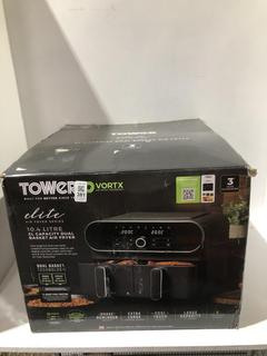 Lot 381  
            Chesterfield SR45 - Parcel Delivery Only 

                
TOWER VORTX ELITE AIR FRYER 10.4 LITRE XL CAPACITY DUAL BASKET AIR FRYER ORIGINAL...