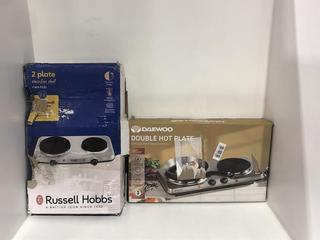 Lot 400  
            Chesterfield SR45 - Parcel Delivery Only 

                
HOBBS 2 PLATE STAINLESS STEEL MINI HOB & DAEWOO DOUBLE HOT PLATE (LOCATION: K6)