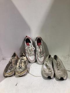 Lot 553  
            Chesterfield SR45 - Parcel Delivery Only 

                
3 X ASSORTED FOOTWEAR TO INCLUDE TO INCLUDE NIKE REACT ELEMENT 87 IN SAIL/LIGHT B...