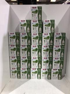 Lot 572  
            Chesterfield SR45 - Parcel Delivery Only 

                
24 X HIPP ORANIC 1 FIRST INFANT MILK FROM BIRTH 6 X 90ML BOTTLES AND TREATS BBE M...