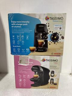 Lot 609  
            Chesterfield SR45 - Parcel Delivery Only 

                
BOSCH TASSIMO HAPPY + BOSCH TASSIMO FINESSE FREINDLY COFFEE MACHINE (LOCATION: J3)