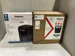 Lot 628  
            Chesterfield SR45 - Parcel Delivery Only 

                
REXEL MOMENTUM X308 SHREDDER & FELLOWES POWER SHRED (LOCATION: J4)