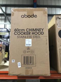 Lot 642  
            Chesterfield SR45 - Parcel Delivery Only 

                
ABODE 60CM CHIMNEY COOKER HOOD STAINLESS STEEL (LOCATION: J5)