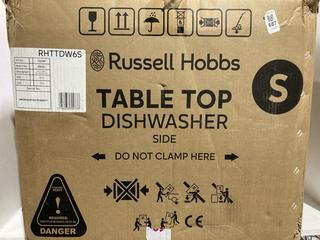 Lot 687  
            Chesterfield SR45 - Parcel Delivery Only 

                
RUSSELL HOBBS TABLE TOP DISWASHER ORIGINAL RRP-£240 (LOCATION: J)
