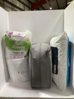 Lot 778  
            Chesterfield SR45 - Parcel Delivery Only 

                
4 X ASSORTED BEDDING ITEMS TO INCLUDE SILENTNIGHT AIRMAX PILLOW (LOCATION: J10)