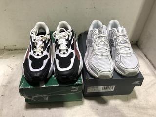 Lot 799  
            Chesterfield SR45 - Parcel Delivery Only 

                
NEW BALANCE UK 5.5 WHITE/ SILVER & PUMA HEDRA BLUSH WNS BLACK/WHITE/ROSE GOLD UK ...