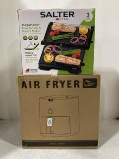 Lot 848  
            Chesterfield SR45 - Parcel Delivery Only 

                
UTEN AIRFRYER AND SALTER MEGASTONE HEALTH GRILL & PANINI MAKER (LOCATION: I2)