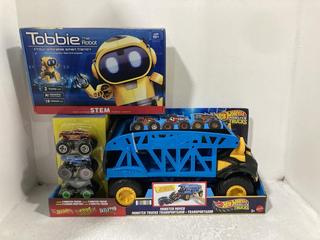 Lot 864  
            Chesterfield SR45 - Parcel Delivery Only 

                
TOBBIE THE ROBOT KIT & HOT WHEELS MONSTER TRUCKS (LOCATION: I2)