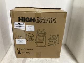 Lot 900  
            Chesterfield SR45 - Parcel Delivery Only 

                
HIGHCHAIR 6-72MONTHS MAXIMUM 50KG IN GREY MODEL MOEL 8125 (LOCATION: I4)