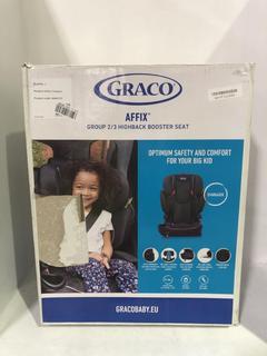Lot 917  
            Chesterfield SR45 - Parcel Delivery Only 

                
GRACO AFFIX AFFIX LX HIGHBACK BOOSTER SEAT (LOCATION: I4)