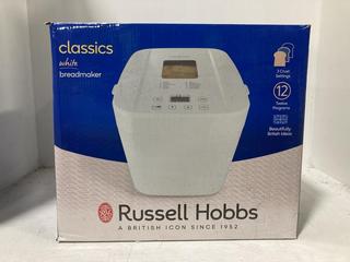 Lot 936  
            Chesterfield SR45 - Parcel Delivery Only 

                
RUSSELL HOBBS CLASSICS WHITE BREADMAKER (LOCATION: I5)