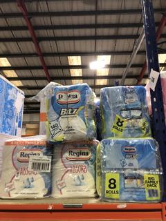 Lot 967  
            Chesterfield SR45 - Parcel Delivery Only 

                
4 X ASSORTED KITCHEN ROLLS TO INCLUDE 8 ROLL BIG FAMILY PACK REGINA BLITZ HOUSEHO...