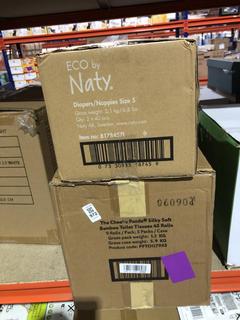 Lot 972  
            Chesterfield SR45 - Parcel Delivery Only 

                
ECO BY NATY NAPPIES 2X40 SIZE 5 + THE CHEEKY PANDA SILKY SOFT BAMBOO TOILET TISSU...