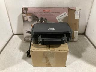 Lot 1062  
            Chesterfield SR44 - Parcel Delivery Only 

                
TYPHOON SET OF 2 CLASS QUARTZ-EFFECT HOB PROTECTORS TO INCLUDE BREVILLE MINI TOAS...