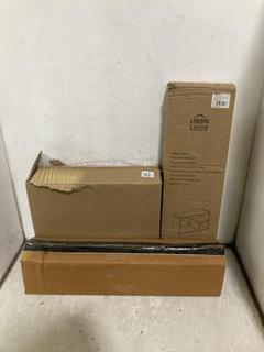 Lot 1074  
            Chesterfield SR44 - Parcel Delivery Only 

                
X 3 ASSORTED HOME ITEMS TO INCLUDE MULTI-SHELF WALL STORAGE IN WHITE (LOCATION: I2)