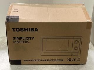 Lot 1168  
            Chesterfield SR44 - Parcel Delivery Only 

                
TOSHIBA MICROWAVE OVEN - MODEL NO- MM-MM20P - IN WHITE- ORIGINAL (LOCATION: I5)