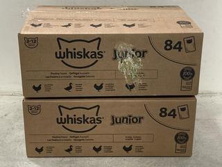 Lot 1245  
            Chesterfield SR44 - Parcel Delivery Only 

                
2 X WHISKERS JUNIOR POULTRY FEAST FOOD POUCHES - 84 PACK ( BBE MAYBE EXPIRED ) (L...