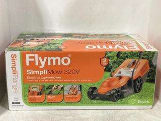 Lot 1391  
            Chesterfield SR44 - Parcel Delivery Only 

                
FLYMO - MODEL SIMPLI MOW 320- COLOUR- ORANGE/BLACK- ORGINAL ORIGINAL RRP £99 (LOC...