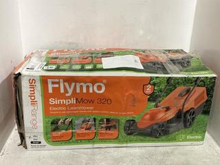 Lot 1392  
            Chesterfield SR44 - Parcel Delivery Only 

                
FLYMO - MODEL SIMPLI MOW 320- COLOUR- ORANGE/BLACK- ORGINAL ORIGINAL RRP £99 (LOC...