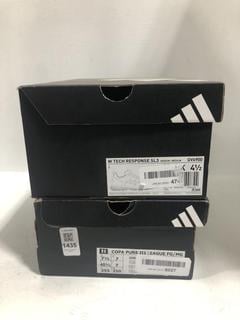 Lot 1435  
            Chesterfield SR44 - Parcel Delivery Only 

                
ADIDAS W TECH RESPONSE SL3 TRAINERS IN WHITE UK SIZE 4.5 TO INCLUDE ADIDAS COPA P...