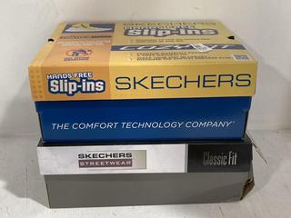 Lot 1539  
            Chesterfield SR44 - Parcel Delivery Only 

                
SKETCHERS SLIP-INS COZY FIT TRAINERS IN WHITE UK SIZE 5.5 TO INCLUDE SKECHERS DEL...