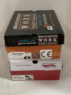 Lot 1545  
            Chesterfield SR44 - Parcel Delivery Only 

                
SKETCHERS ARCH-FIT TRAINERS IN BLACK UK SIZE 9.5 TO INCLUDE SKECHERS WORK FOOTWEA...