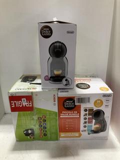 Lot 1746  
            Chesterfield SR44 - Parcel Delivery Only 

                
3 X ASSORTED ITEMS TO INCLUDE DELONGHI NESCAFE DOLCE GUSTO PICCOLO XS COFFEE CAPS...