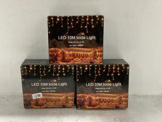 Lot 1752  
            Chesterfield SR44 - Parcel Delivery Only 

                
3 X LED 10M ICICLE LIGHT (LOCATION: G8)