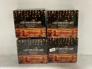 Lot 1753  
            Chesterfield SR44 - Parcel Delivery Only 

                
4 X LED 10M ICICLE LIGHT (LOCATION: G8)