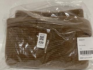 Lot 220  
            Chesterfield SR44 - Parcel Delivery Only 

                
DETERM KNIT SHORTS IN BROWN SIZE 4 UK - ORIGINAL RRP £272 (LOCATION: L7)