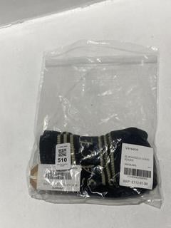 Lot 510  
            Chesterfield SR44 - Parcel Delivery Only 

                
VERSACE LOGO SOCKS IN BLACK/GOLD ORIGINAL RRP- £112.61 (LOCATION: L11)