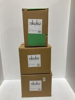 Lot 556  
            Chesterfield SR44 - Parcel Delivery Only 

                
3 X ASSORTED NKUKU ITEMS TO INCLUDE NKUKU CHAKAI WOOD & METAL FLUSH CEILING LIGHT...