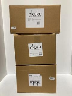 Lot 569  
            Chesterfield SR44 - Parcel Delivery Only 

                
3 X ASSORTED NKUKU ITEMS TO INCLUDE NKUKU NAR WALL LAMP - ANTIQUE BRASS - SMALL -...